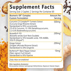 Joint Immune Support Supplement, Patented Blend Turmeric Curcumin C3 Complex with Black Pepper, Boswellia PS Extract & Ginger, Fast-Acting 20 minutes, 8-Hour Sustained Release, 120 Caplets - Sanjevani
