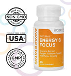 Awakening Natural Energy & Focus Supplement with Panax Ginseng, Guarana Extract & Chromium Picolinate | Brain Supplement for Focus, Energy, Mood & Clarity | Gluten Free Veggie, USA - 60 Caps