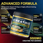 Health4All Creatine Monohydrate Gummies 5g for Men & Women, Creatine Gummy for Strength Energy & Muscle Growth Support Pre-Workout Supplement - Pineapple 120 Gummy