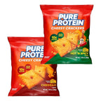 Pure Protein Cheesy Crackers Variety Pack, 6 Hot and Spicy and 6 Cheddar, High Protein Snack, 10G Protein, 1.34 oz, 12 Count