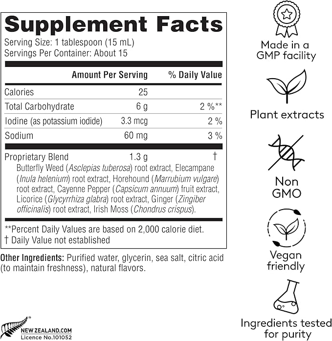 Deep Lung Support Tonic, Herbal Formula for Respiratory Health, Clear Breathing, Bronchial Congestion, Plant-Based - 7.8 fl oz (15 Servings)