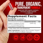 OmniBiotics USDA Organic Cranberry Pills for Women - High Potency 25,000 mg Supplement with 25:1 Fruit Extract - Daily Urinary Tract Support - 120 Vegan Capsules