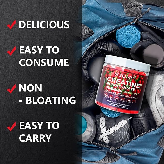 Creatine Gummies for Women, 5000mg Pre-Workout Muscle Strength & Energy Support, 0 Sugar Creatine Gummy with L-Taurine, Zinc, B12 B6, Strawberry Flavor, Vegan - 120 Gummies