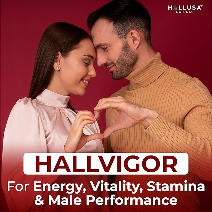 "N/A" HALLVIGOR Men’s Daily Multivitamin – Korean Ginseng, Damiana, Saw Palmetto, Biotin, B Complex, Zinc, Royal Jelly – 60 Capsules – Hallusa Natural