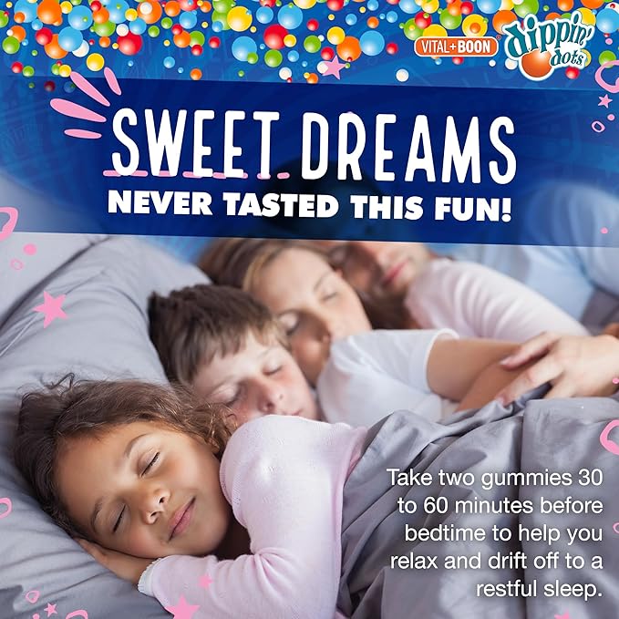 Dippin Dots - Melatonin Gummies for Kids & Adults (60 Days Supply) Strawberry Sunset Creme Flavor | 2.5mg Per Kids Melatonin Supplement for Faster, Longer Sleep | Gummies for Children (120 Count)