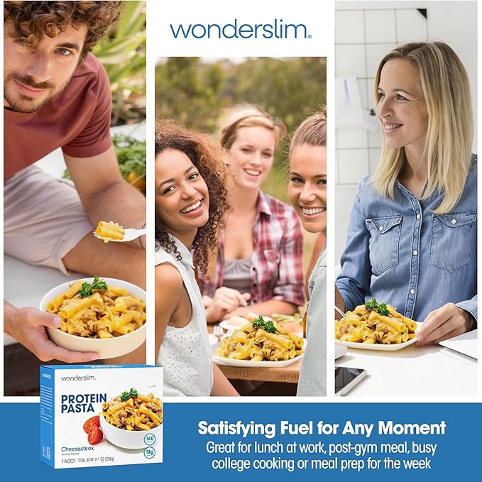 WonderSlim Protein Pasta, Cheese Steak Macaroni, 140 Calories, 12g Protein (7ct)