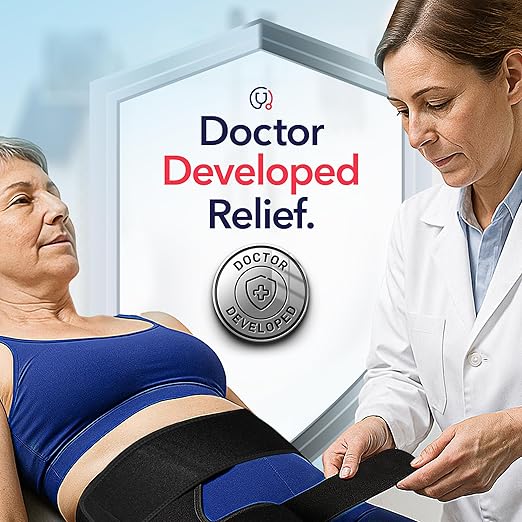 Dr. Arthritis Hip Brace, Adjustable Sciatic Nerve Brace & Stabilizer for Pulled Muscles & Injury Recovery, Hamstring Compression Sleeve Support, Sciatica Pain Relief Devices for Men & Women (BLK, S/M)