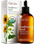 Gya Labs USDA Organic Sunflower Oil - 3.4 Fl Oz - Carrier Oil for Hair, Skin, Face, Scalp & Body Massage