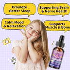 Kids Magnesium Liquid Drops-Magnesium Glycinate Liquid for Kids Supplement-w/L-theanine, Omega-3, Vitamin B6, D3 - for Sleep, Relaxation, Brain, Bones - Lemon Flavor, 2 Fl Oz