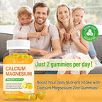 Calcium Magnesium Zinc Gummies with Vitamin D3 and K2, High Absorption Magnesium Glycinate Potassium for Immune and Calm Mood, Vegan Mango and Pineapple Flavor 120 Gummies