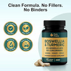 Pure Prana Boswellia Serrata & Turmeric Curcumin Supplement with Guggul, Ginger & Cissus – Supports Joint Comfort & Mobility – 95% Curcuminoids – Vegan, Non-GMO – 60 Capsules