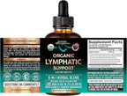 USDA Organic Lymphatic Drainage Supplement - Echinacea | Elderberry | Dandelion | Rosehip | Cleavers | Calendula | Burdock - Made in USA - Lymph System Drops - Immune Support, Cleanse & Detox, 2 fl oz