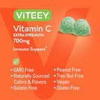 Viteey Chewable Vitamin C Gummies for Adults - 700mg Extra Strength Immune Support Supplement - Vegan, Gluten Free - 60 Count
