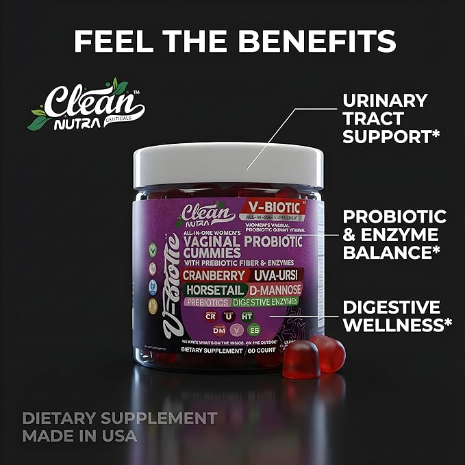 Vaginal Probiotic Gummies For Women | Prebiotics Cranberry D-Mannose Uva-Ursi Digestive Enzymes | Vaginal Health Supplement pH Balance to Promote Healthy Vaginal Odor & Flora Cranberries Gummy Vitamin