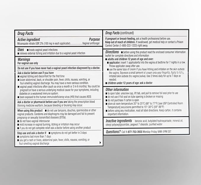 Miconazole 7 - Miconazole Nitrate Cream, USP 2%, 1.59 oz Tube