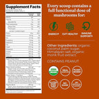 Four Sigmatic Organic Plant-Based Protein Powder | Clean Vegan Protein Elevated with Lion’s Mane, Chaga, Cordyceps and More for Brain Function and Immune Support | Peanut Butter, 21.16 oz
