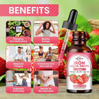 2 Pack Liquid Iron Supplement for Women, Men & Kids - Liquid Iron Drops with Folate, Vitamin C, B6, B12 for Anemia, Red Blood Cell, Energy Support - Strawberry Flavor