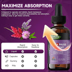 Q'ankyaq Menopause Support Liquid Drops with Ashwagandha, Red Clover, Black Cohosh, Chasteberry - Hot Flashes, Hormone Balance, Mood & Energy, Metabolism, 2 Fl Oz
