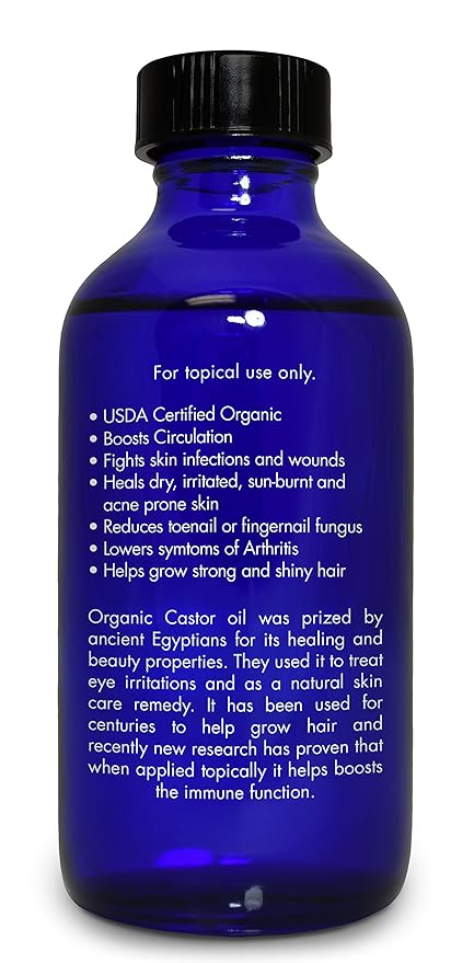 Organic, Castor Oil, Therapeutic Grade, for Constipation – 100% Pure, Castor Oil, Cold Pressed, Unrefined, in Glass Bottle, for Face, Hair Growth, Eyelashes, by Zongle Therapeutics, 4 OZ