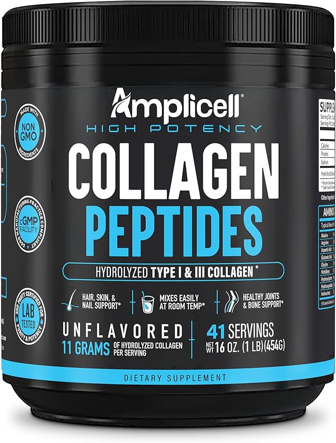 Multi Collagen Peptides Powder – Hydrolyzed Type I & III Grass-Fed Bovine Collagen – Unflavored Protein for Hair Skin Nails, Joints & Mobility – Keto Paleo – 41 Servings