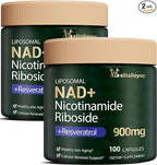 Premium NAD+ Supplement - Nicotinamide Riboside & Resveratrol 900mg – Fast-Absorbing Cellular Renewal Capsules for Energy, Anti-Aging & Brain Health – Vegan, Non-GMO, 200 C