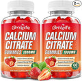 2 Pack Calcium Citrate Gummies, Sugar Free Calcium Citrate 1000mg for Muscle Healthy, Absorption Calcium Supplements for Adults & Kids, Strawberry, 120 Count