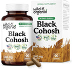 Wild & Organic Black Cohosh Capsules 540 mg - Menopause Supplements for Women - Black Cohosh for Women - Actaea Racemosa Herb - 90 Days of Supply - Vegan, No Fillers, Non-GMO - 90 Count