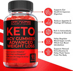 Atlantis Nutrition Keto ACV Gummies for Weight Loss - Supports Digestion, Weight Loss, Detox & Cleansing - Apple Cider Vinegar Gummies Formulated with 1000MG ACV Per Serving - 90 Count