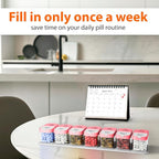 Extra Large Weekly Pill Organizer - XL Vitamin Holder with 7 Detachable AM PM Compartments - Portable Medicine Dispenser for Home and Travel, Big Supplement Container for Weekly or Daily Use, Pink