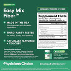 Physician's CHOICE Easy Mix Fiber for Digestive Health & Regularity - No Grit - Daily Prebiotic Soluble Fiber Powder Supplement for Women and Men - Cucumber Lime - 30 Servings