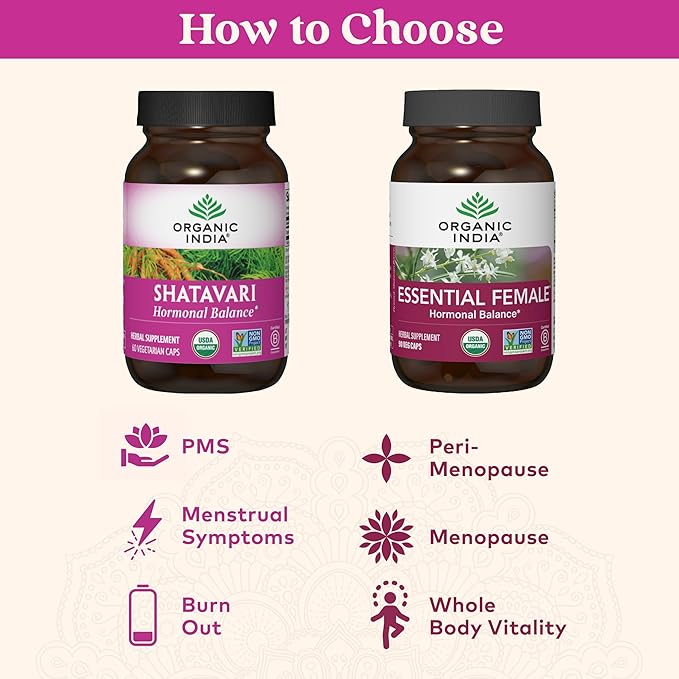 ORGANIC INDIA Shatavari Capsules - Herbal Supplement, Supports Hormonal Balance & Immune System, Vegan, Gluten-Free, USDA Organic, Supports Reproductive Health - 60 Capsules