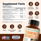 Boswellia Serrata Turmeric Supplement for Joint Support & Inflammation Balance – Turmeric Boswellia Supplement with Ginger & Black Pepper Extract for Enhanced Absorption – Non-GMO - 180 Capsules