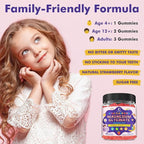 Magnesium Glycinate Gummies for Kids 4+ & Adults- Melatonin Free Sleep Aid, Magnesium Glycinate 150/300 mg Supplements for Calm & Relaxation Support, Sugar Free Strawberry Flavor, 120 Ct
