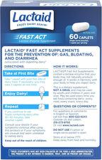 Lactaid Fast Act Lactose Intolerance Relief Caplets, Lactase Enzyme to Prevent Gas, Bloating and Diarrhea Due to Lactose Sensitivity, Single-Serve Supplements for Travel and On-The-Go, 60 Count