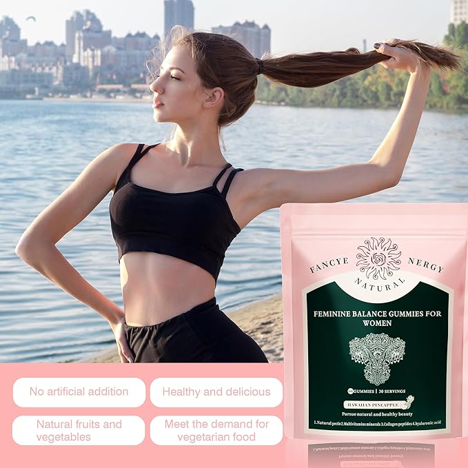 Premium Feminine Balance Gummies for Women - Hawaiian Pineapple Gummies for Women ph, Support Probiotic - Immune Health - Gluten-Free with Vegetarian Friendly - Vitamin C - 60 Count