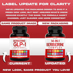 GLP-1 Supplement 14 in 1 Formula (GLP1 Supplement with Berberine, ACV, Chromium, Ceylon Cinnamon, Turmeric & More) Support Gut Health & Metabolism - Third Party Tested, Vegan Safe & USA Made