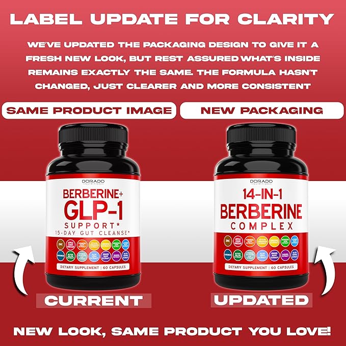 GLP-1 Supplement 14 in 1 Formula (GLP1 Supplement with Berberine, ACV, Chromium, Ceylon Cinnamon, Turmeric & More) Support Gut Health & Metabolism - Third Party Tested, Vegan Safe & USA Made