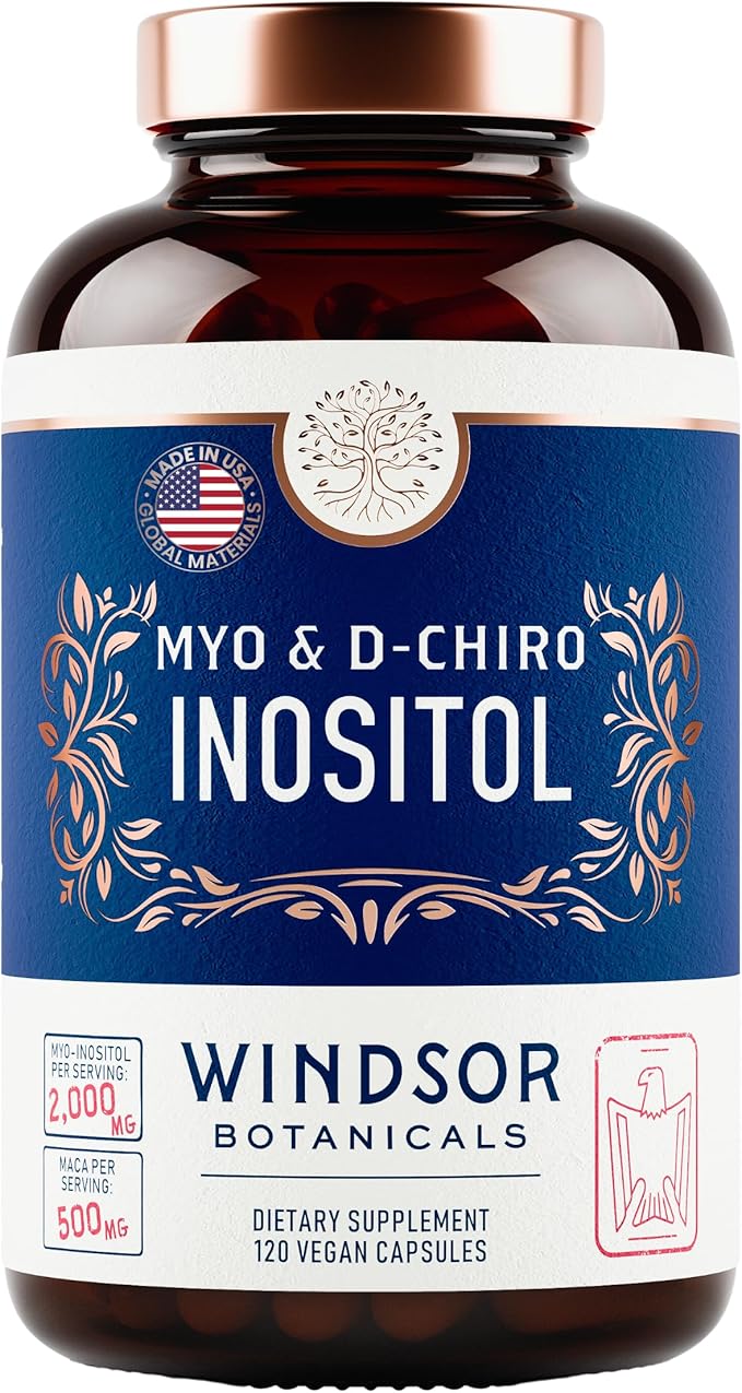 Myo-Inositol & D-Chiro Inositol 40:1 Ratio 2,000 mg - PCOS Supplements with Maca Root & Ashwagandha - Ovarian Health Support Vitamins - Hormone & Fertility Supplements for Women - 120 Vegan Caps