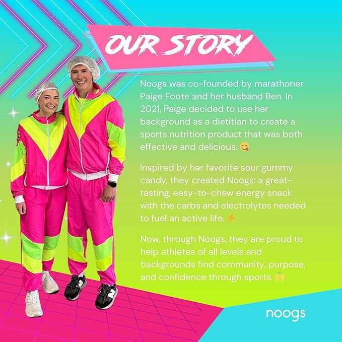 Noogs Sour Energy Chews, Electric Watermelon Electrolyte Energy Gummies, Sour Candy Flavored Alternative to Running Gels, Vegan, Gluten Free & Caffeine Free, 12 Pack