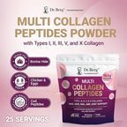Dr. Berg Multi Collagen Peptides Powder Types I, II, III, V, X - Unflavored Collagen Powder w/ 14 g of Protein - Grass-Fed, Pasture-Raised & Wild-Caught Collagen Sources - 25 Servings