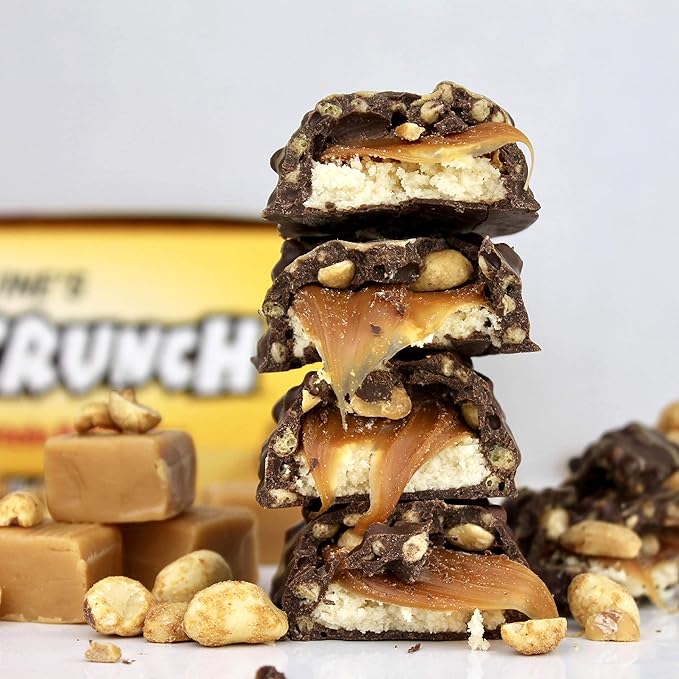 FITCRUNCH Snack Size Protein Bars, 6-Layer Baked Bar, 3g of Sugar, Gluten Free & Soft Cake Core (9 Bars, Caramel Peanut)