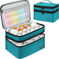 LEFOR·Z Medicine Storage Bag,Double Layers Pill Bottle Organizer Bag Empty with Lockable Zipper&Adjustable Divider,Medication Travel Carrying Bag for Pills,Vitamins,Medical Supplies,Teal Color