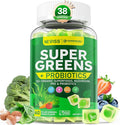 Organic Super Greens Daily Superfood Gummies + Probiotics, Spirulina, Chlorella Spinach Broccoli, Prebiotic Fiber, Mushroom -Rich in Vitamins & Antioxidants - Digestive, Focus, Energy, No Sugar, 60Cts