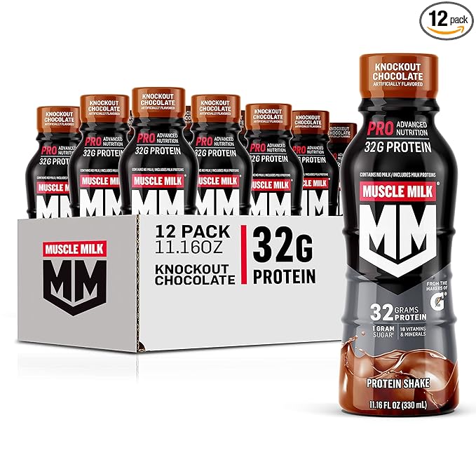Muscle Milk Pro Series Protein Shake, Knockout Chocolate, 32g Protein, 11.16 Fl Oz (Pack of 12)