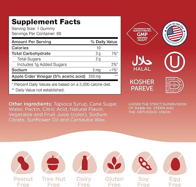 Zahler - Apple Cider Vinegar Gummies - Kosher & Delicious ACV for Women & Men - Detox Support & Cleanse - Gut Health & Metabolism Support - 60 Pineapple Flavored Gummies.