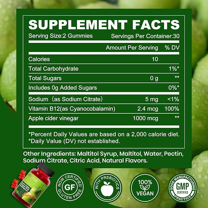 Montue NEWELLME Apple Cider Vinegar Gummies B12 Multivitamin,ACV Supplement Gummy Vitamins,Vegetarian Supplement for Women & Men,Non GMO,Support Normal Energy Levels & Gut Health 90 Gummies (90)