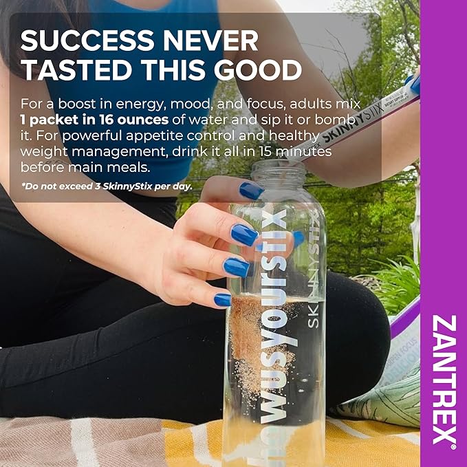 Zantrex SkinnyStix Berry Fusion GLP-1 Support Drink Mix, Energy & Metabolic Support Powder, Appetite Control, 15 Single-Serving Packets