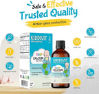 Kiddivit Baby Calcium Liquid Drops with Vitamin D3 & K2 – Gentle Bone & Growth Support Supplement – 24 Daily Servings – Inulin Fortified Prebiotic Fiber – Sugar Free, Gluten Free, Vegetarian, 4oz