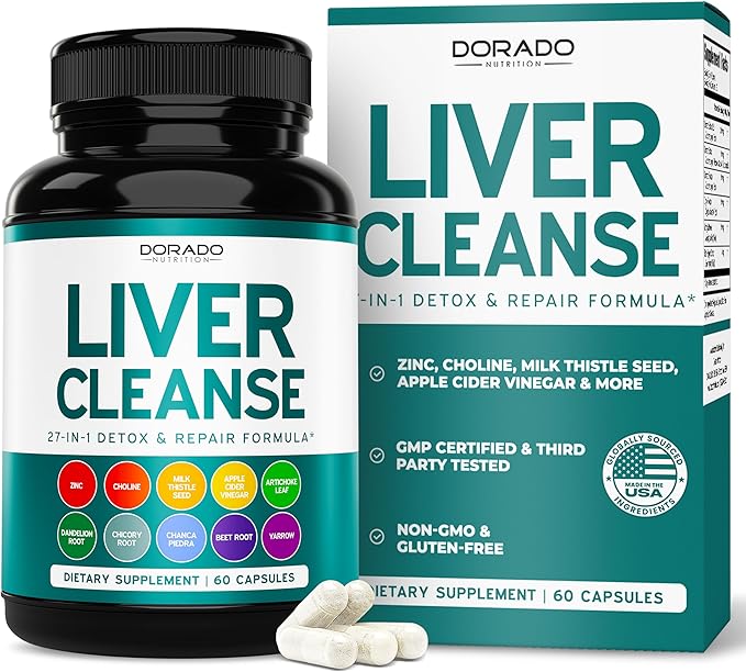 Liver Cleanse Detox & Repair 27 in 1 Formula - Milk Thistle, Dandelion Root, Turmeric, Artichoke Extract & More - Liver Detox Support Supplement - 3rd Party Tested, Vegan Safe & USA Made (60 Count)