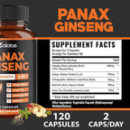 Zolotus Korean Red Panax Ginseng + Ginkgo Biloba, Ashwagandha, Beetroot, Green Tea - 120 Capsules for 2 Month Supply